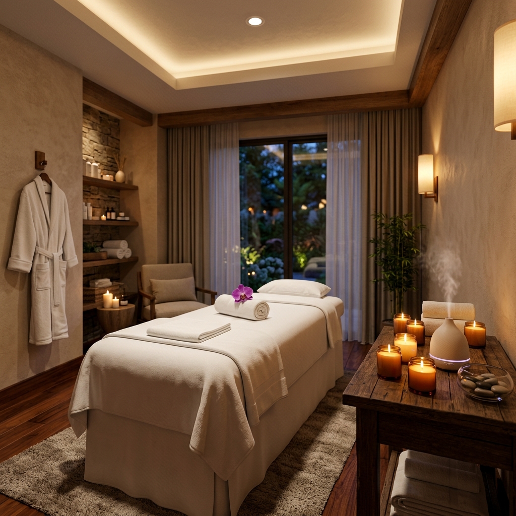 Peaceful massage therapy room at A1 Beauty Spa in Miyapur